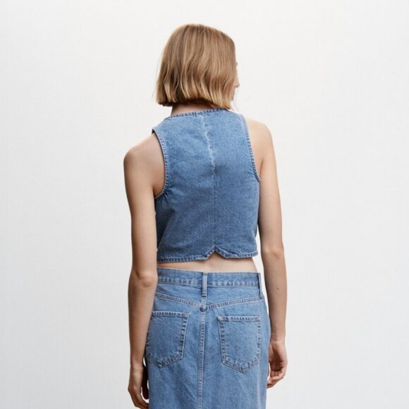 Mango Denim Vest with Pockets - Size XS - Picture 3 of 8